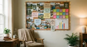 목표를 시각화한 비전보드와 진행상황 체크